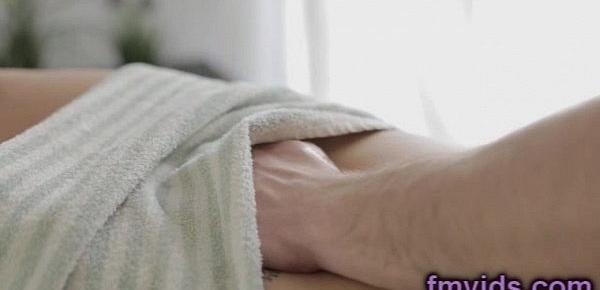  Sweet brunette massage and fuck